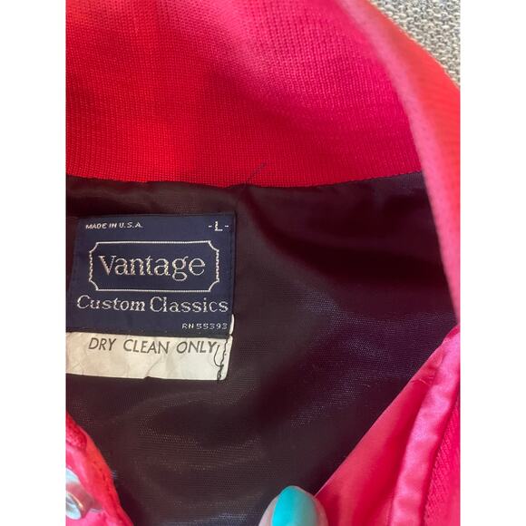 Vintage Caesars Atlantic City satin red jacket LARGE bomber made in USA vantage - Picture 12 of 16